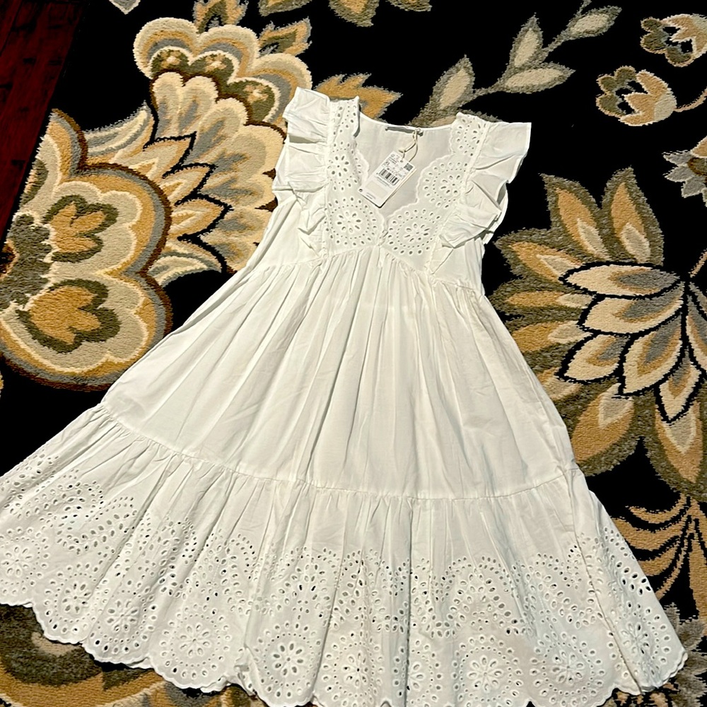 NWT MNG | White Broderie Anglaise Cotton Dress